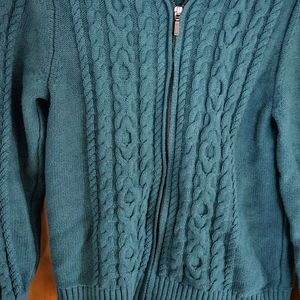 Llbean full zip cable knit sweater.